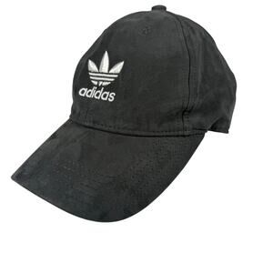 Adidas Gray Velvet Hat Adjustable Gray w/ White Trefoil Embroidered